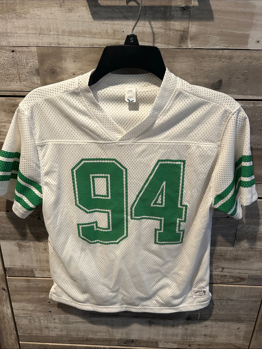 Old Navy White and Green Kids Athletic Jersey Top - 94